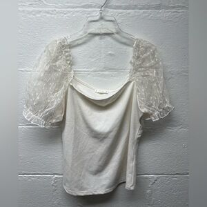 E & M White Puff Sleeve Top